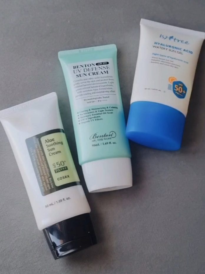 Cosrx Aloe Sun Protectores solares asiáticos, Instree Watery Sun Gel, Benton UV Defense y Dear, Klairs Airy Sunscreen Cosrx Aloe Sun Protectores solares asiáticos, Instree Watery Sun Gel, Benton UV Defense y Dear, Klairs Airy Sunscreen